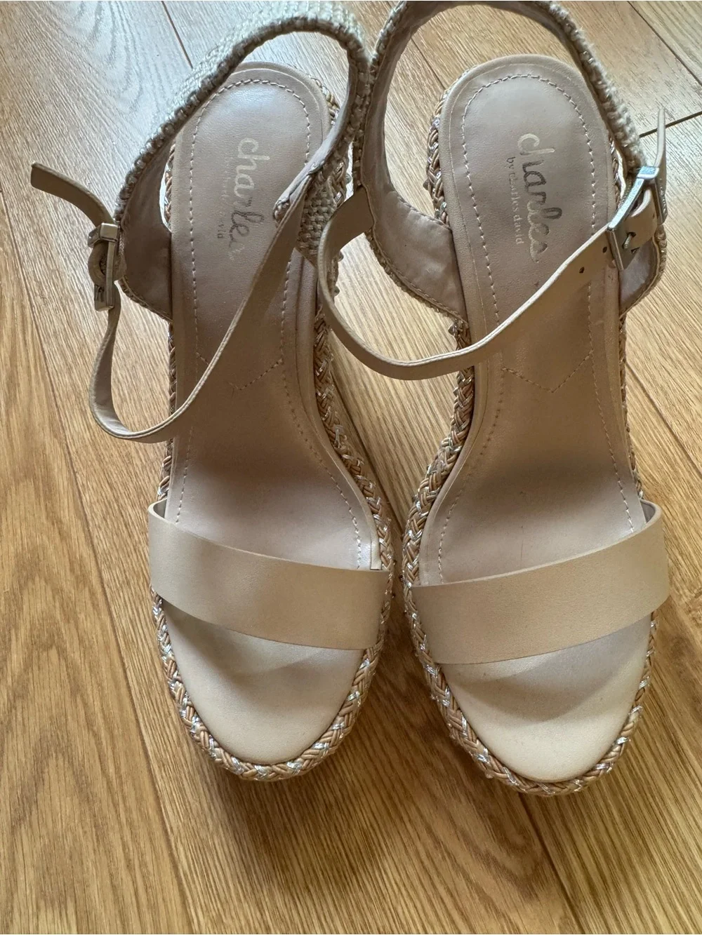 Charles by Charles David Beige Espadrille Wedge Sandals